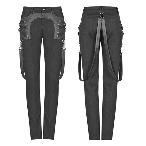 Punk Jean lange Hose mit abnehmbarem Gürtel