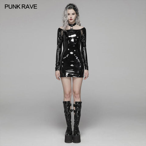 Punk Bright PU über Hüftkleid