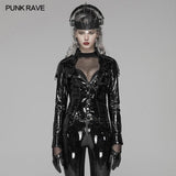 Punk V-Ausschnitt Abnehmen Brian PU Shirt für Frauen
