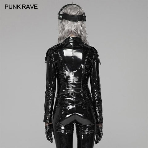 Punk V-Ausschnitt Abnehmen Brian PU Shirt für Frauen