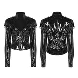 Punk V-Ausschnitt Abnehmen Brian PU Shirt für Frauen
