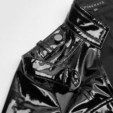Punk V-Ausschnitt Abnehmen Brian PU Shirt für Frauen
