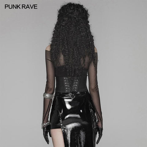PUNK Damen PU Leder Korsett Mit Metall Einstellschnalle