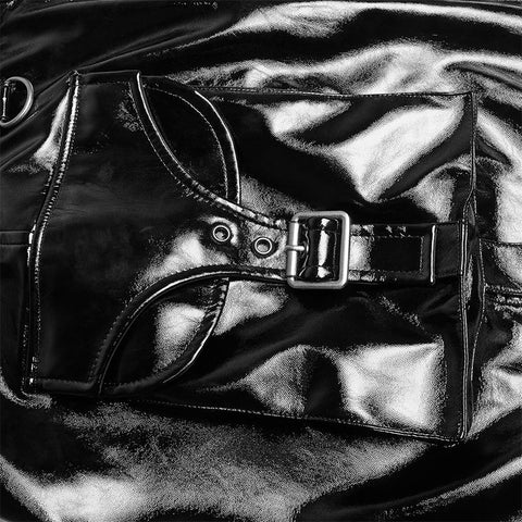 Punk Frauen Bright PU Asymmetrischer Rock