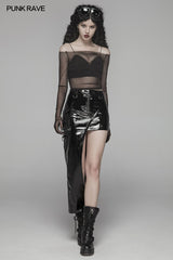 Punk Frauen Bright PU Asymmetrischer Rock