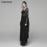 Gothic Elegant Asymmetric Lace Long Dress