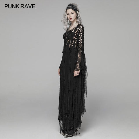 Gothic Elegant Asymmetric Lace Long Dress