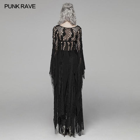 Gothic Elegant Asymmetric Lace Long Dress