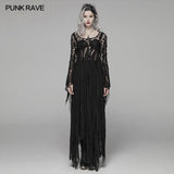 Gothic Elegant Asymmetric Lace Long Dress