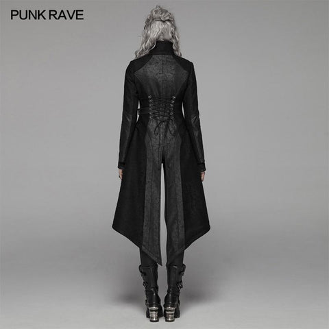 Punk-Stehkragen Lange Jacke mit Schnürrücken