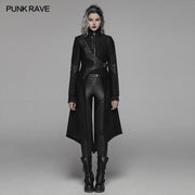 Punk-Stehkragen Lange Jacke mit Schnürrücken