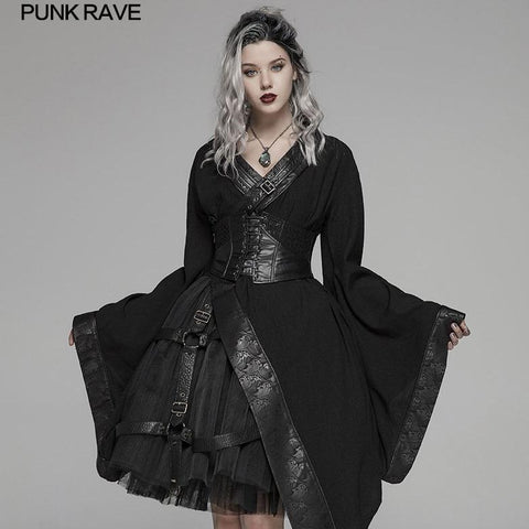 Dark Punk Langarm Asymmetrischer Kimono
