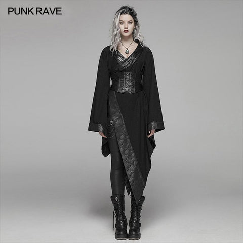 Dark Punk Langarm Asymmetrischer Kimono