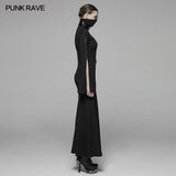 Dark Punk High Collar Cross Decoration Langes Kleid mit einer Maske