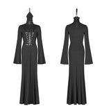Dark Punk High Collar Cross Decoration Langes Kleid mit einer Maske