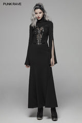 Dark Punk High Collar Cross Decoration Langes Kleid mit einer Maske