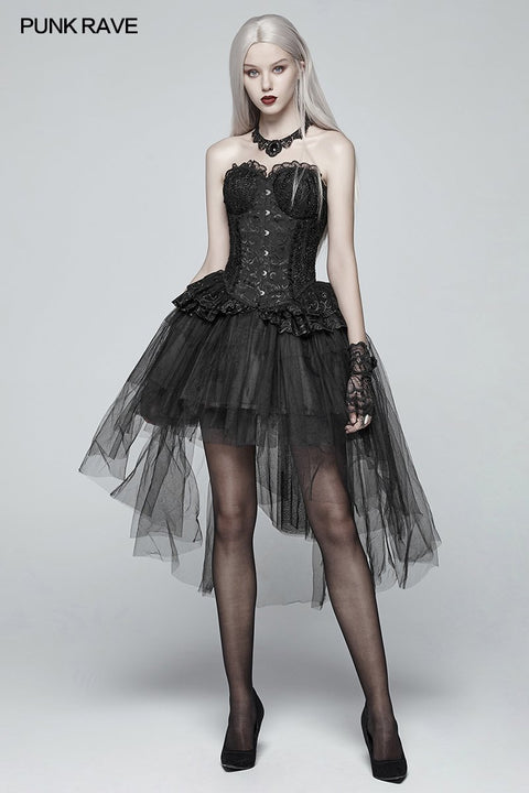 Gothic Basic Bustle High-Low Tüllrock