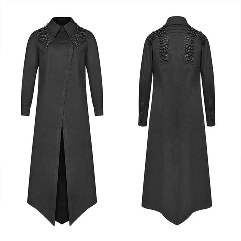 Dark Punk Mikroelastisches Twill Long Shirt