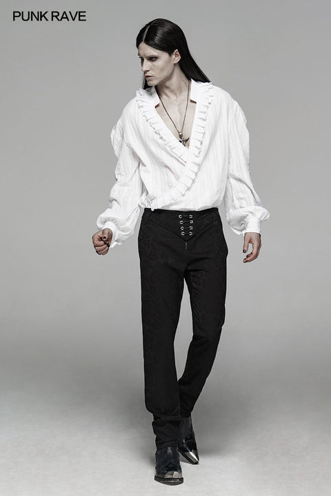 Gothic Low-Cut Lose Shirt mit V-Ausschnitt für Herren
