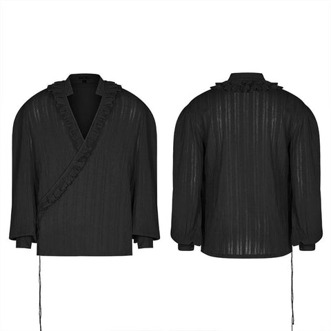 Gothic Low-Cut Lose Shirt mit V-Ausschnitt für Herren