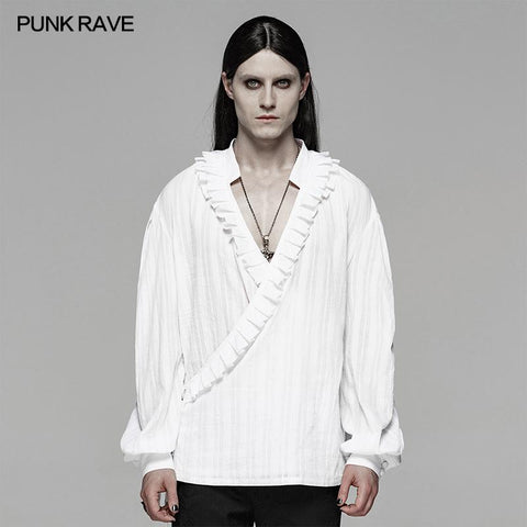 Gothic Low-Cut Lose Shirt mit V-Ausschnitt für Herren