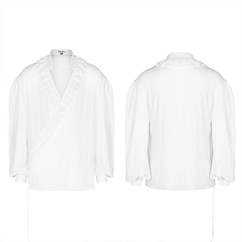 Gothic Low-Cut Lose Shirt mit V-Ausschnitt für Herren