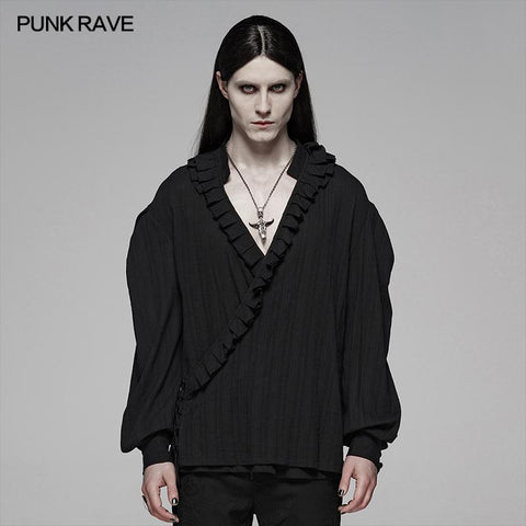 Gothic Low-Cut Lose Shirt mit V-Ausschnitt für Herren