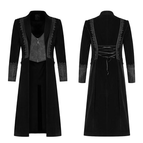 Gothic Men Velvet Mittellange Jacke
