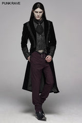 Gothic Men Velvet Mittellange Jacke