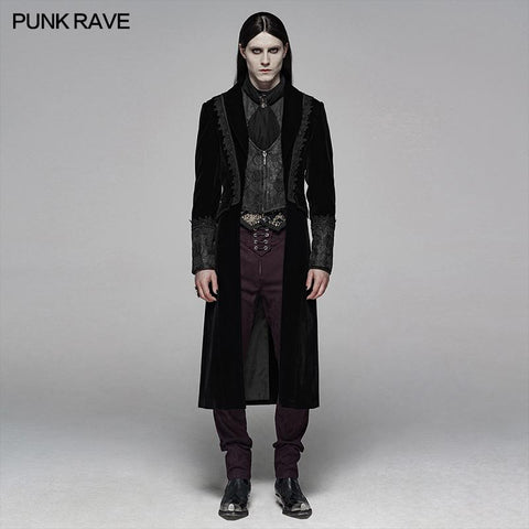 Gothic Men Velvet Mittellange Jacke