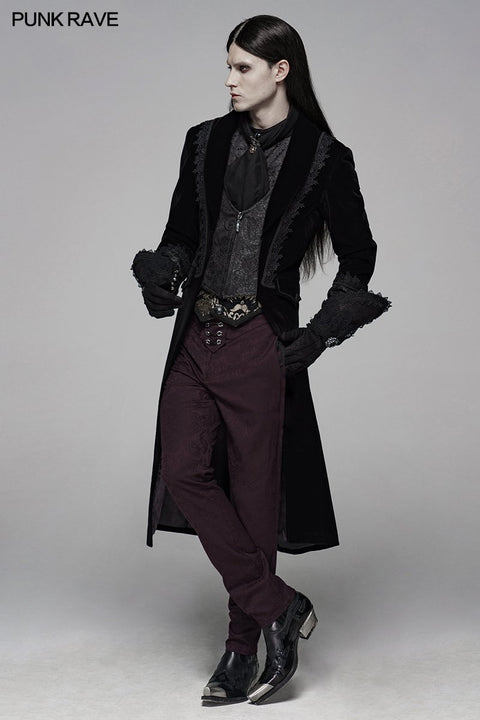 Gothic Floral Metal Swallow Schwarze Anzughose