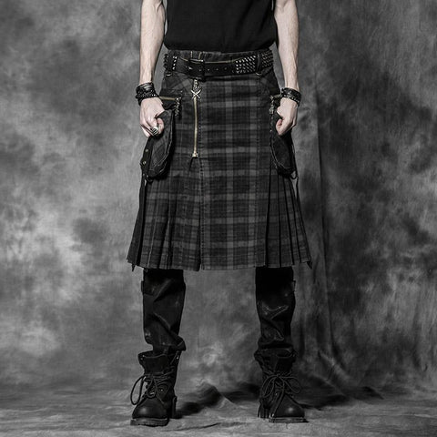 Gingham Man Oberhalb des Knies Scheide Schwarzer Punkrock