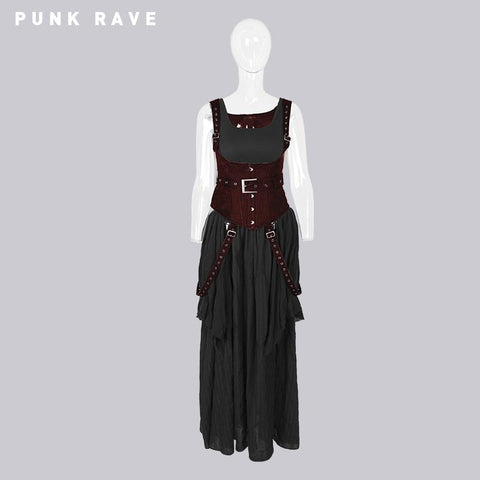 Hochwertiges weißes Steampunk-Punk-Kleid mit langer Spitze