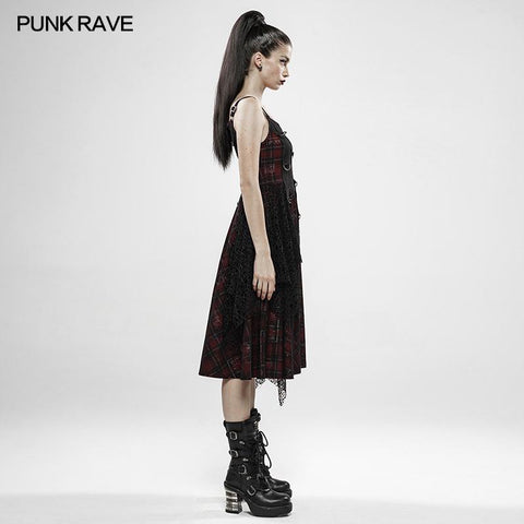 Punk Rebellious Girl Unregelmäßiges Kleid - Rot