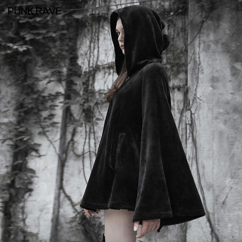 Bestickte Umhangjacke aus dunklem Samt mit Monddesign