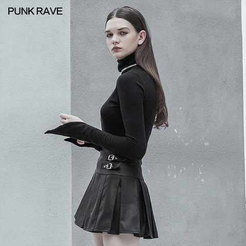 Hoher Kragen Pullover mit unregelmäßigem Saum