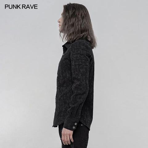 Elastisches Jacquard Punk Langarmhemd
