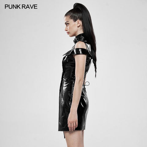 Punk flammendes Lacklederkleid
