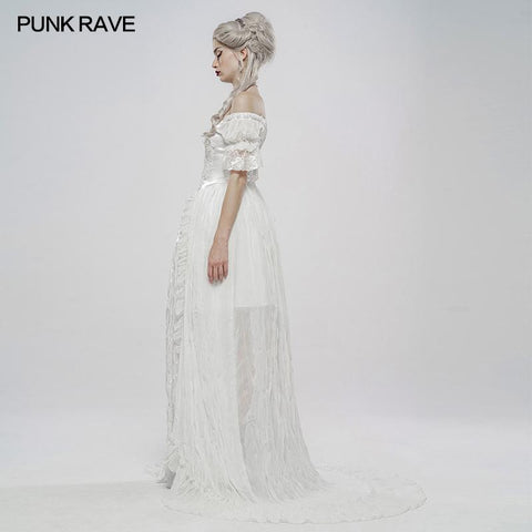 Schulterfreies Kleid mit schwarzen Federn