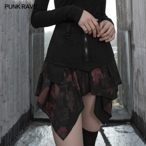 Quadrate drucken Druck Saum Rock in der Mitte der Taille