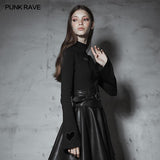 Dark High Collar "Witch" Trompetenärmel Strickoberteil