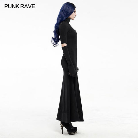 Gotisches rotäugiges, mit Spinnen besticktes Kleid