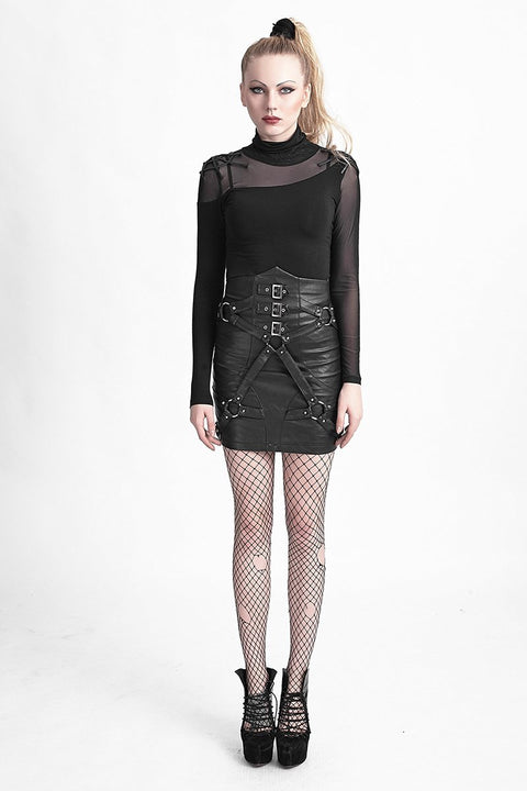 New Fashion Lady Bandage Hoch taillierter Leder Punk Rock