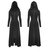Schwarze gestrickte, schlanke, langärmlige, gotische Abendkleider mit Kapuze