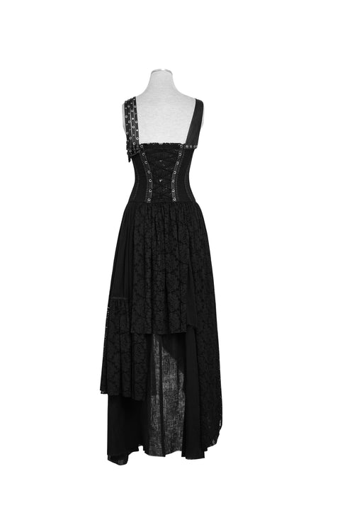Schwarzes elastisches Netz-dehnbares sexy Schlitz-langes Abendkleid-Punk-Abendkleid
