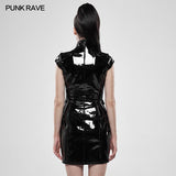 Punk Sci-Fi Kunst Lackleder Kleid im chinesischen Stil