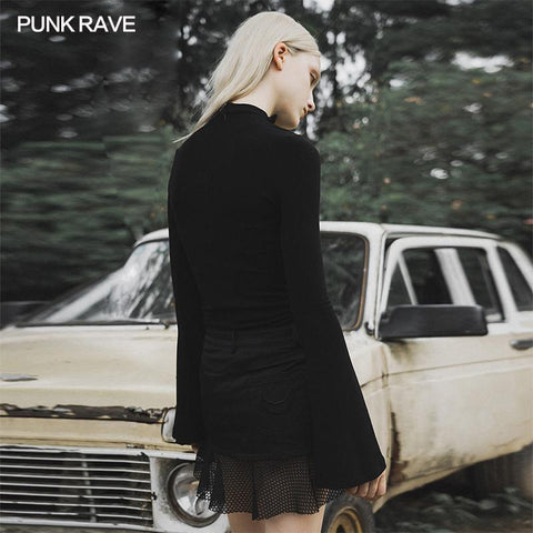 Gothic geschnürtes dünnes T-Shirt