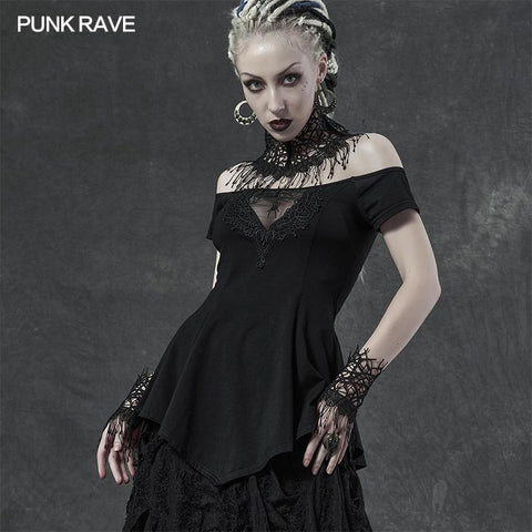 Goth dunkle Nacht Weinhandschuhe Halsabdeckung Dreiteiliges Set