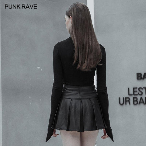 Hoher Kragen Pullover mit unregelmäßigem Saum