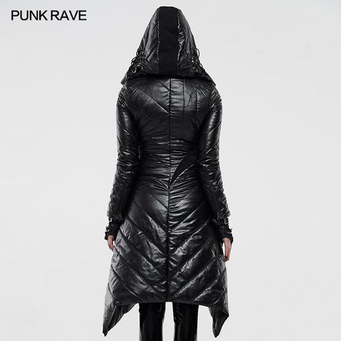 Dark Punk Geometric Split Mittellanger Mantel